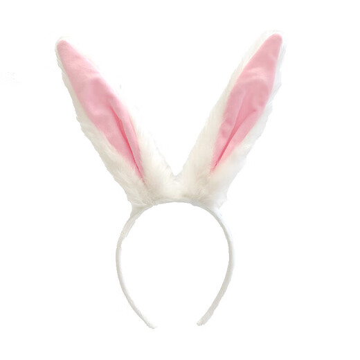 Meng Junchen can bend sweet long rabbit ear headband rabbit headband, universal plush hairpin for adults and children, funny headband for women, white pink style