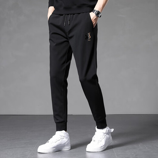 LEXC Light Luxury High-High Grain Sports Sports Pants Summer Spring Autumn Winter New Borded Gold Fashion Pants Loose Plus Velvet Black 3291 más Velvet M Recomendado 90-100 Jin [Jin equivale a 0.5 kg]