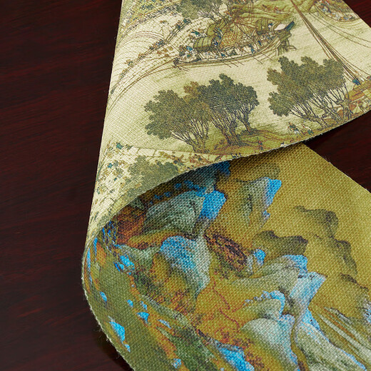 Han and Tang waterproof tea mats, home living room coffee table, tablecloth, tea towel, tea tray mat, Chinese Zen table flag, tea ceremony accessories, Qianli Jiangshan double-sided tea mat (48*18cm)