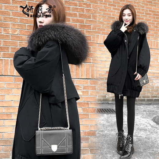 Yanlifen Coton Veste pour femmes mi-longueur 2024 Nouveaux vêtements pour femmes d'hiver Veste en coton épaissi coréen pour femmes Grand col en fourrure