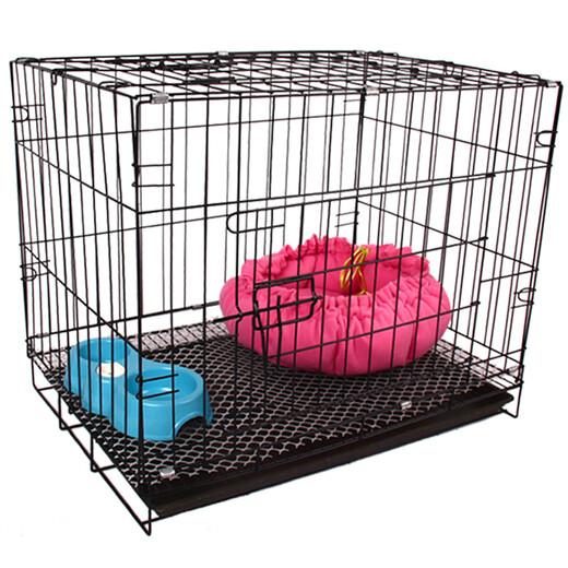 Dog cage small dog puppy cage Teddy dog cage with toilet indoor and outdoor large cat cage rabbit cage dog fence standard 50*35*40 (pink) cage + tray + double bowl + foot pad