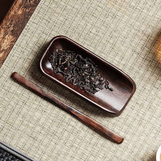 Tang Feng solid wood tea set two-piece new Chinese style retro tea appreciation tea spoon tea divider tea lotus kung fu tea set tea ceremony accessories tea set (long)