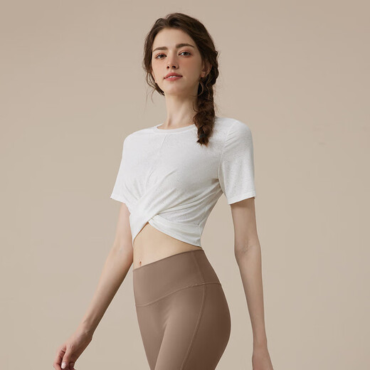 Zailu Yoga Wear Women's 2025 New Summer Fitness Running Pilates Training Wear Suit Sports Top 33041 Milky White S S