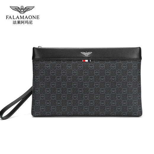 Falai Armani men's clutch bag men's fashion casual business large capacity handbag envelope bag trendy brand handbag black