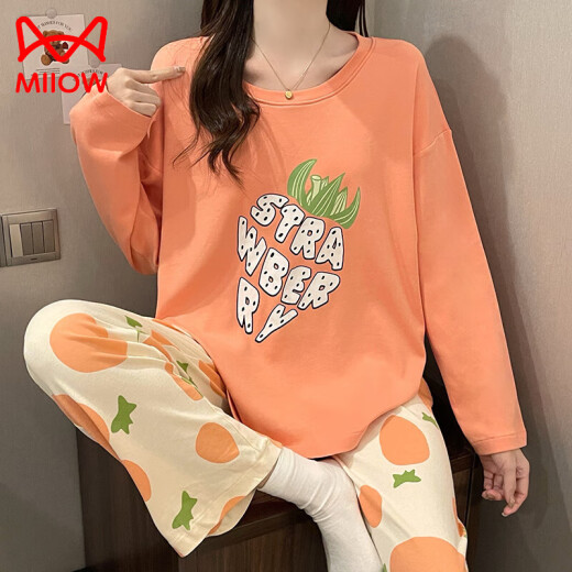 Cat Man (Miiow) Pajamas Spring y Autumn Algodón de manga larga suave y algodón de algodón linda CAJA CAPA EN AUTO SET 2025 NUEVO CAREATE 1047 AMOR INGLÉS M 160