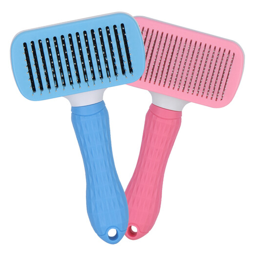 XiChong cat comb, dog hair comb to remove floating hair, Teddy golden hair cleaner brush, dog hair brush, knotting comb, small and medium-sized dog pet comb, large dog supplies, anti-slip handle, square self-cleaning comb, blue fine needles