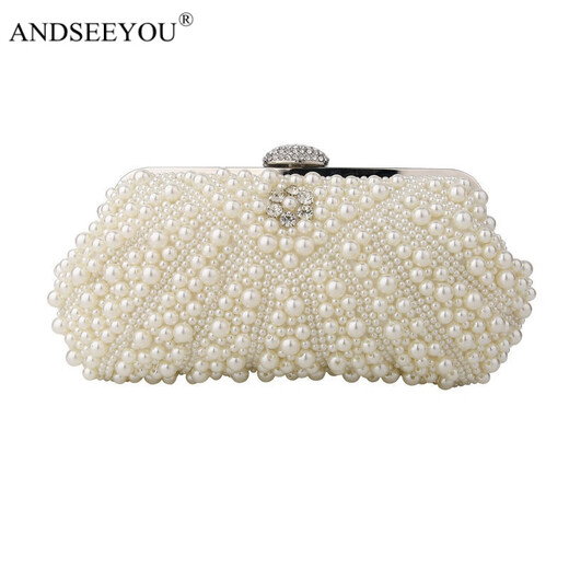 ANDSEEYOU brand clutch bag for women new pearl mobile phone bag mini bag celebrity handbag cheongsam bag evening bag clutch bag 78 beige bracelet 23*14cm