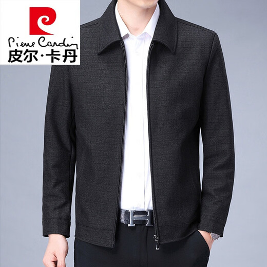 Pierre cardin high-end men's jacket spring and autumn thin middle-aged and elderly lapel casual jacket large size daddy top XPN-J719 light gray 170 100-120Jin [Jin equals 0.5 kg]