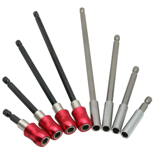 Bit extension rod 6.35mm hexagonal handle self-locking air batch extension rod with strong magnetic electric hand drill 1/4 bit connecting rod red self-locking model (total length 60mm) single