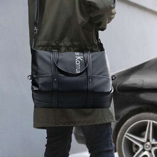 Cateikarui men's travel bag portable business trip large capacity luggage bag short-distance travel bag short-distance travel storage bag light luxury black