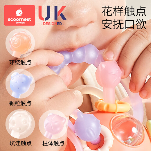 Kechao Manhattan hand ball baby toy silicone chewable teether for babies 3 to 6 months old, holding molars 0 to 1 years old Luxembourg Galaxy (hand ball + storage box)