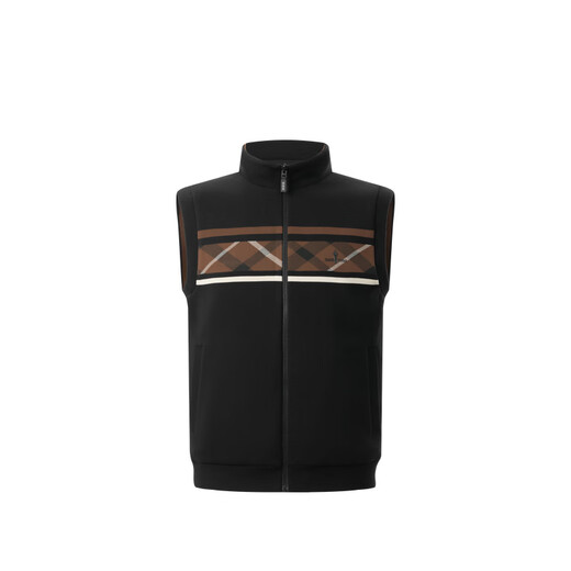 Biyinlefen 18-needle Australian wool autumn men's casual double-sided wearable skin-friendly warm stand-up collar vest jacket for men 07 black L