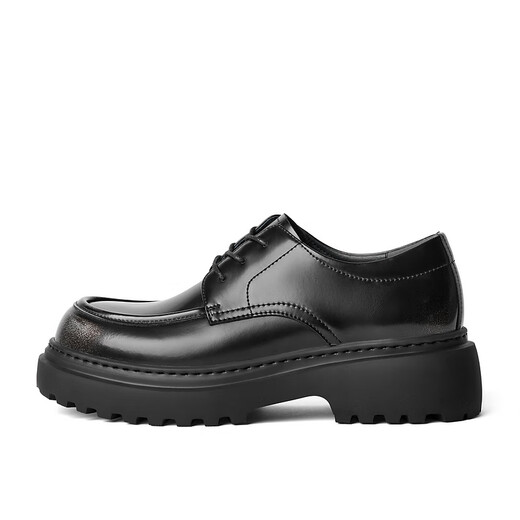 Belle Stars derselbe Pendler formelle Verschleiß dicker Derby-Schuhe für Männer Textur Business Casual Lederschuhe A1695DM4 Black 39
