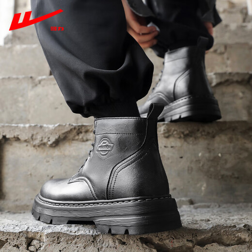 Huili Martin Boots Männer Herbst Britisch-Stil High-Top-Arbeitsstiefel Männer lässige Retro-Modehöhe-Verbesserung Herrenschuhe schwarz 44