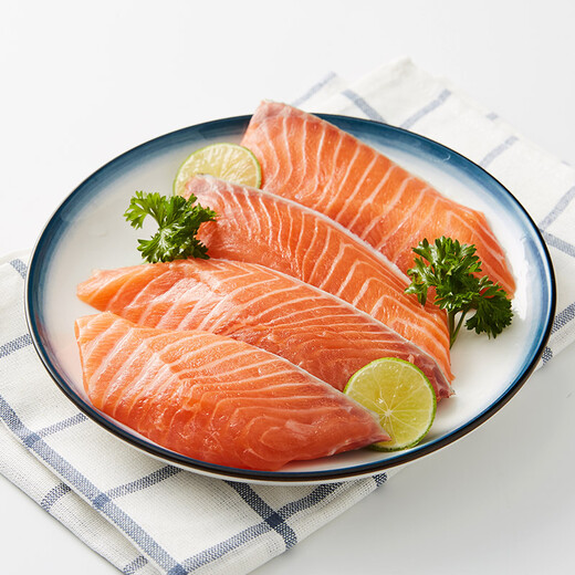 Meiwei Chilean Frozen Original Salmon Steak Net Weight 240g/4 Pieces Atlantic Salmon Seafood Aquatic Fish