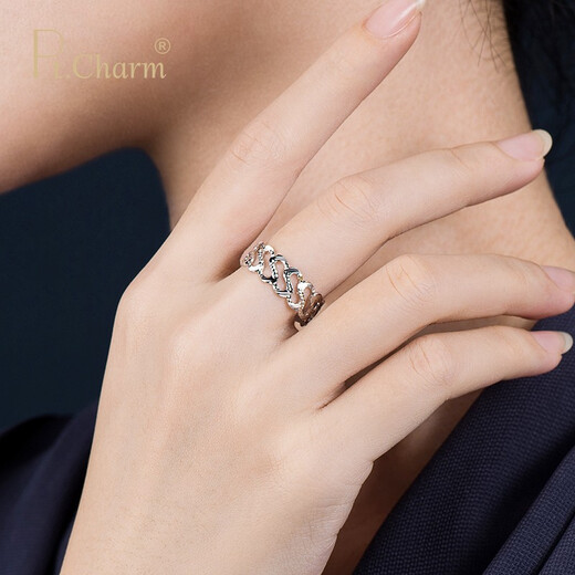 Pt.Charm new platinum ring women's water ripple platinum ring personalized fashion wedding proposal ring spot No. 21 2.8-2.9 grams single