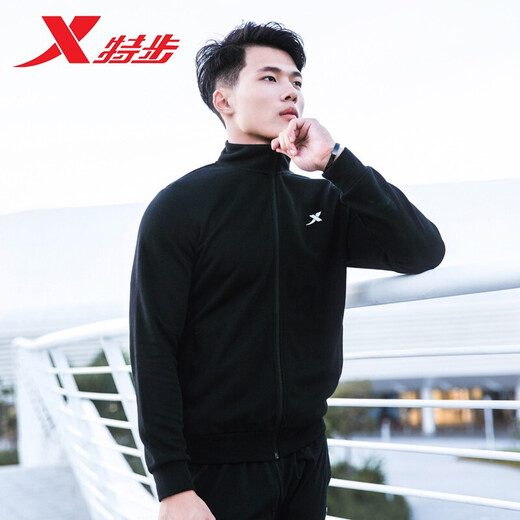 Extended hoodie men's sports jacket men's 2025 spring and summer new style windproof solid color jacket men's comfortable and casual long sleeves black-9277 (stand-standing collar) S