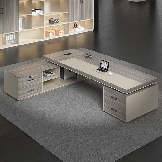 Boss desk and chair combination President desk executive desk simple modern double cabinet executive desk light luxury manager desk McKinley + Khaki installation consultation customer service 1.6 meters without side cabinets