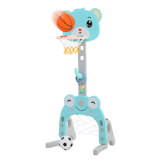 [Sound and light sensor] Children's basketball stand 1-3-6 years old can lift and shoot children's toys boys 4-12 years old baby indoor home two-in-one basketball frame football goal plus height bear model [including 2 balls + story machine + ferrule +, Inflator]