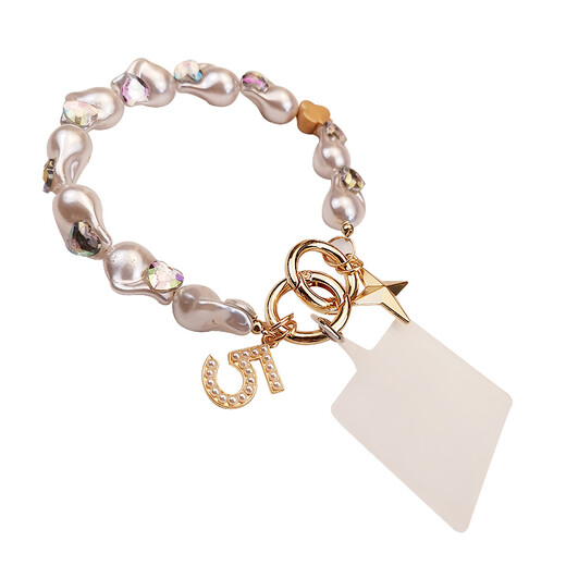 
Zhenge (zheng) mobile phone lanyard short women's pendant high-end hand-made ornament new wrist chain pearl hand-held pendant love gem pearl hand-held chain + clip