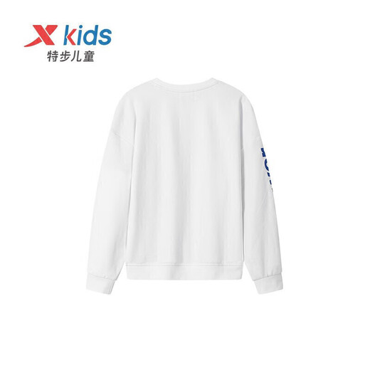 XTEP children's sweatshirts for older boys and girls sports performance series simple logo versatile children's tops 678126209244 Pearl White 140cm