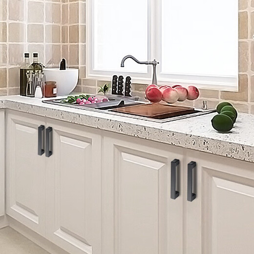 Preda Kabinettstür-Handle moderne einfache schwarze Schrankgarderobe verlängerte Türgriffe Schublade Einloch Haushalt Hardware Griff 6225b-64 mattschwarz