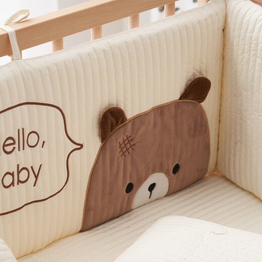 
Ferbeth crib bed surround soft bag anti-collision baby children's splicing bed fence cover cloth pure cotton bed enclosure kit can be customized Bear Billy quilted three-sided bed enclosure 150*80