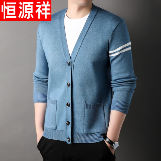 Hengyuanxiang high-end brand wool cardigan men's jacket v-neck spring and autumn sweater large size loose casual wool knitted sweater camel color - two-bar cardigan 175/XL Recommended 140-155Jin [Jin equals 0.5 kg]