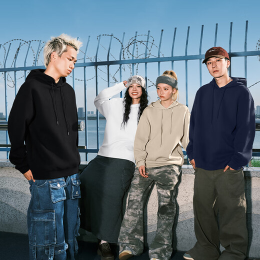 Pull back sweatshirt men's hooded spring and autumn heavyweight loose youth cartoon ins versatile autumn pullover jacket men's hoodie white (big star shark chest right subscript) L/175 (back to trend brand quality assurance)