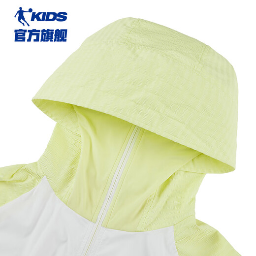 Jordan QIAODAN shopping mall same style children's clothing, girls' sun protection clothes, children's thin coat, summer new big children's cape cover, white/Canary yellow 160