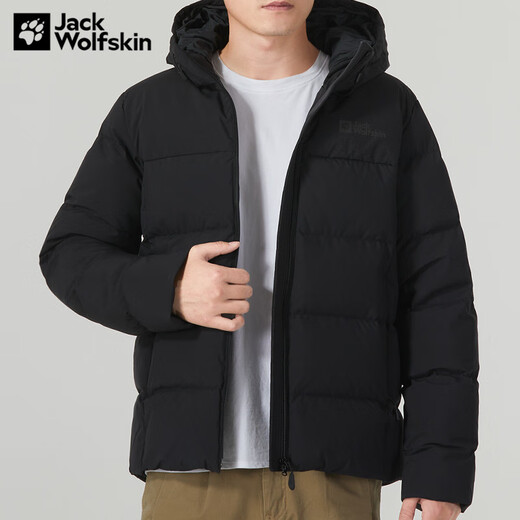 Jack Wolfskin Wolf Claw Down Jacket Men's Autumn and Winter Outdoor Sports Windproof Warm and Coldproof Hooded 700 Puff Down Jacket Men 3071-6000/Black/It is recommended to take one size larger 3XL 185/112A Down Filling Capacity 329G