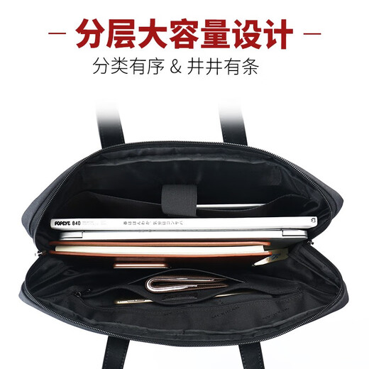 Scarecrow briefcase men canvas casual business bag file bag large capacity simple handbag computer bag 2023 new black