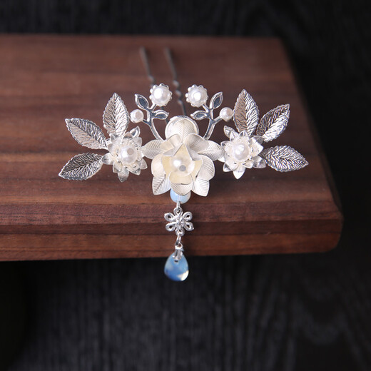 Handmade antique style hairpin for women, tassel Hanfu headdress, hair accessories, copper hair crown Qingyan copper hair crown + tassel hairpin pair, ready stock