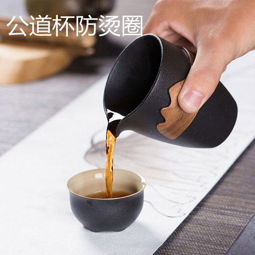 轻奢高端杯套 杯子保护套杯子防烫圈玻璃杯防烫套隔热套防滑 防烫杯套圈咖啡色木套6630款