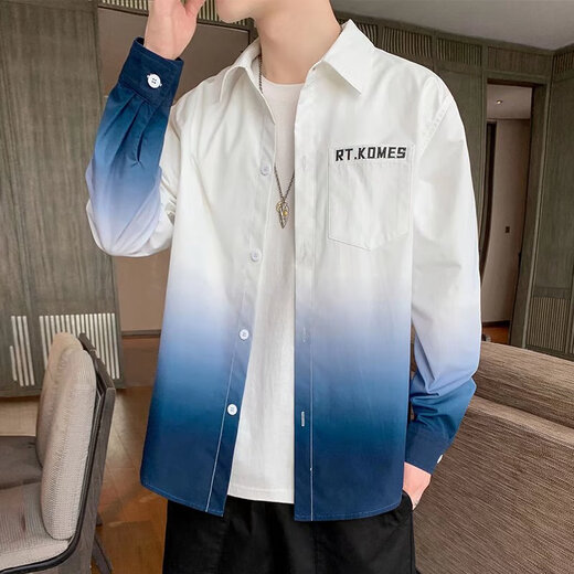 Didisha Gradiente Camisa Color Camisa de manga larga para hombres Lapa de primavera y verano Lapa de hierro gratis
