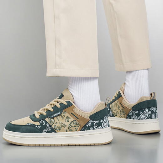 
SANLITAI (SANLITAI) extra-large size men's shoes for spring new 46 men's board shoes 47 leather casual shoes 48 sports star shoes thick sole 9922 green cashew flowers 40