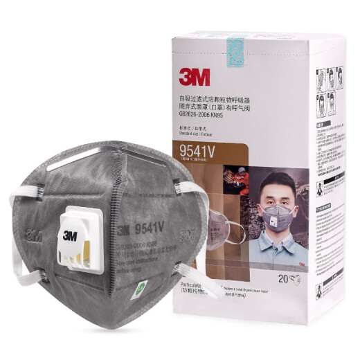 3M Dustproof Activated Carbon Mask Windproof Sand Belt Breathing Valve Mask Reduce Odor Anti-Droplet PM2.5 Adult Universal 9541V Ear Strap KN95 [20 pieces/box]