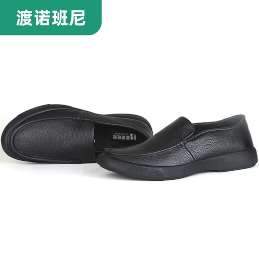 渡诺班尼休闲鞋男鞋真皮商务皮鞋头层牛皮老人鞋软底爸爸鞋 3895黑色皮鞋 44