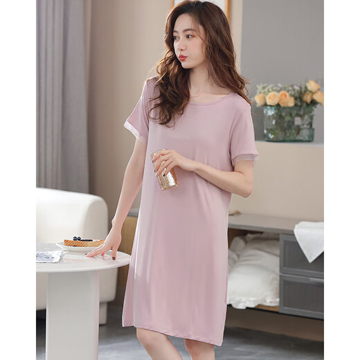 Modal 2025 Sommer einfach und komfortabel Sommernachthemd für Frauen Modal kurzärmelig dünner Pyjamas Neues Sommer Largesize Home Clothing 9249 L