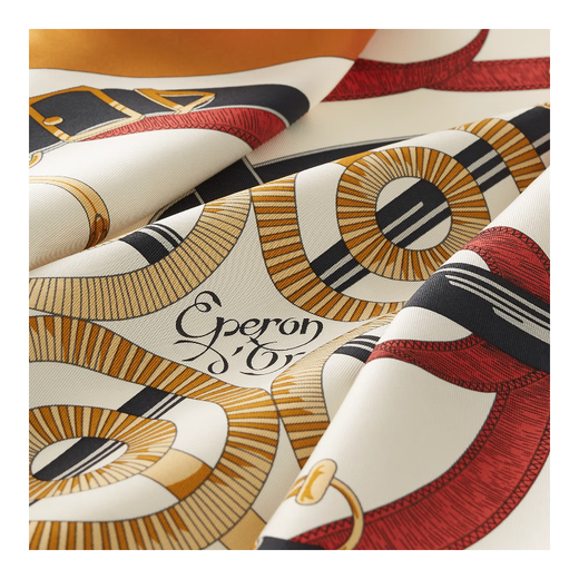 Hermes (HERMES) new silk scarf for women, double-sided shawl, hand-stitched edge 88.5x88.5 cm, caramel color