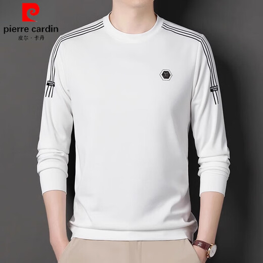 
Pierre cardin brand waffle long-sleeved T-shirt round neck pure cotton sweatshirt loose elastic versatile solid color men's base shirt top t 6625 meters white 165/M size [recommended weight 100-125 Jin [Jin equals 0.5 kg]]