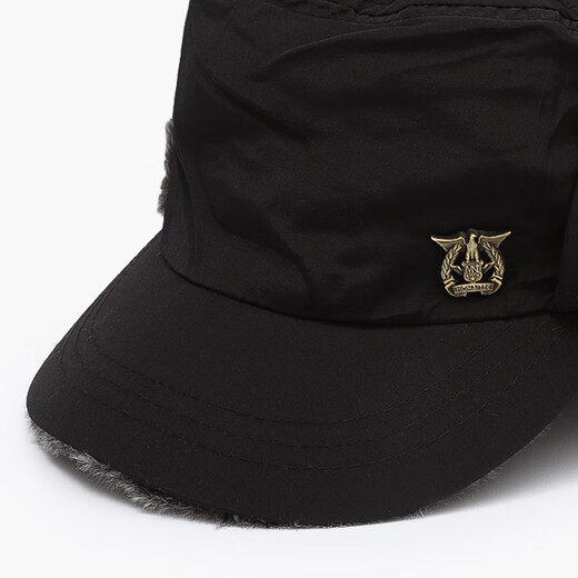 Monette hat men's winter new style plus velvet cold-proof and warm peaked hat for cycling, fishing, ear protection, fashionable autumn and winter flat hat, black, one size fits all, adjustable (54-62CM)