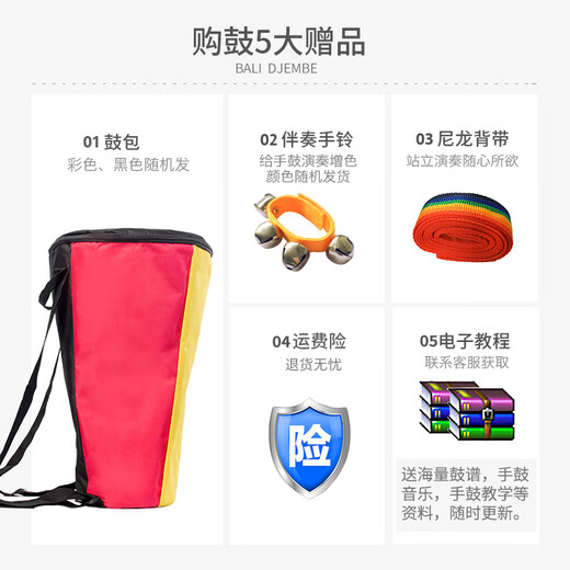 巴丽非洲鼓手鼓儿童成人初学者整木山羊皮丽江演奏手鼓乐器 专业雨林款+赠品 标10英寸（7岁以初学适用）