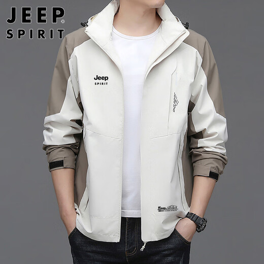 JEEP SPIRIT Jeep Jacket Men's Autumn and Winter Assault Jacket Men's and Women's Windproof Top Men's White Card 3XL