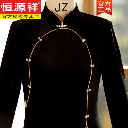 
Hengyuanxiang Golden Velvet Odai Mother's Mother's Apparel Improved Cheongsam 2024 New Women's Chinese Retro Daily Slim Dress Spring and Autumn Z1048 Wine Red XL