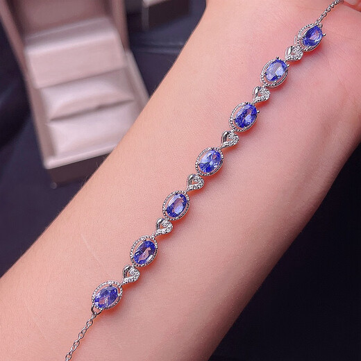 Colorful silver inlaid Pato blue tanzanite bracelet, light luxury, versatile and fashionable birthday gift for wife, girlfriend, 925 silver electroplated rose gold