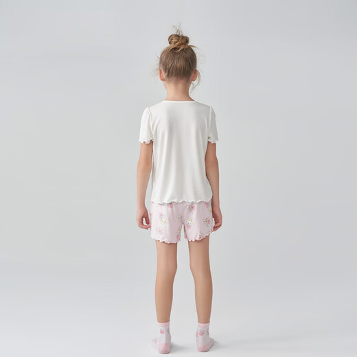 Aimer kids 爱慕儿童睡衣男孩女孩短袖睡衣睡裤男童女童AK141B691 女三分裤-小兔AK142B692 100