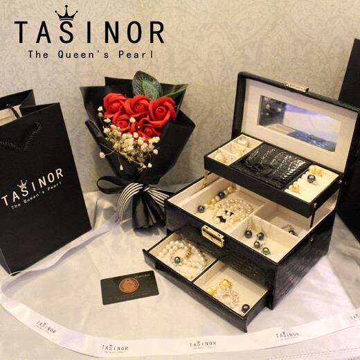 TASINOR Jewelry South Sea Gold Bead Pendant Gold Seawater Pearl Necklace Flawless 18k Gold Set with Diamonds 12-13mm Gift Free 18k Gold Necklace + Gift Box + National Inspection Certificate 12-13mm