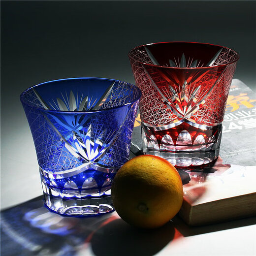 Japan imported Oriental Sasaki whiskey glass crystal glass Japanese-style Edo Kiriko home decoration red