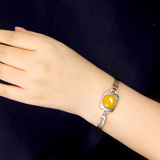 Mingpo Shijia Silver S925 Amber Bracelet Natural Beeswax Bracelet Women's Baltic Bracelet Jewelry Birthday Gift Authentic